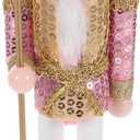 Pink Nutcracker Christmas Decor:12Inch Nutcracker Ornament King Soldier Figures Traditional Wooden Christmas Decorations for Shelves and Tables Tabletop Indoor Collectible Ornament