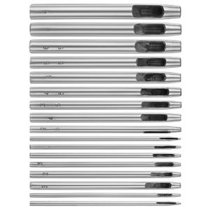17 Pcs Leather Punch Set, 0.5-7mm Hole Punch Set Round Leather Hole Punchs Tool Craft Punches Tools Sets Round Hollow Tools for Belts, Watch Band, Paper, Plastic, Leathers with Storage Box