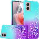 Gritup for Motorola Moto G Stylus 5G 2024 Case with 2Pcs Screen Protector Cute Clear Liquid Heart Glitter | Soft TPU Bumper Cover Shockproof Protective for Women Girls, Blue+Purple