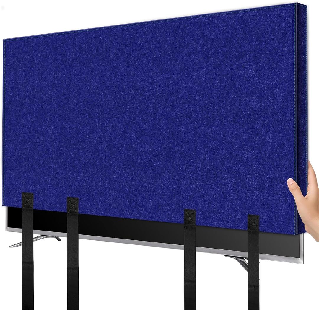 TV Cover for Moving 60"-65" Flat Screens Dust & Anti-Scratch TV Screen Protector Cover with Bottom Strap for Moving, Painting, Renovation, Pet Scratch Prevention & Furniture Protection Blue
