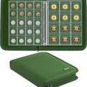 Coin Collection Book for Collector,260 Pockets Fireproof Coin Collection Holder Album,Coin Collection Organizer Storage Box Case Album for 20/25/ 27/30/ 38mm Coins,Green