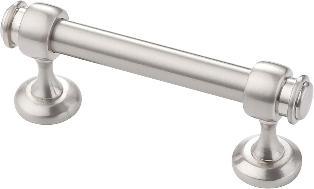 Alzassbg 10 Pack Brushed Satin Nickel Cabinet Pulls, 3 Inch(76mm) Hole Centers Cabinet Handles Kitchen Hardware Straight Bar for Cabinets and Drawer AL3082SN