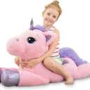 Unicorn Stuffed Animal Giant 43" Stuffed Unicorn Plush Pillow, Cute Stuffed Animal Toy Big Size Plushy Fluffy, Gifts for Kids Girls Boys Girlfriend, Pink
