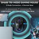 SOLAKAKA SM600 Honeycomb Shell Gaming Mouse Wireless,Tri-Modes BT/2.4G Wireless/Type-C Wired Gamer Mouse with 2 Side Buttons, Macro Programmable and RGB Light for PC/Mac/Laptop,Black