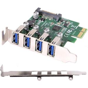 Chenyang Low Profile 4 Ports PCI-E to USB 3.0 HUB PCI Express Expansion Card Adapter 5Gbps for Motherboard