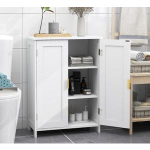 TaoHFE White Bathroom Storage Cabinet with 2 Doors, Freestanding - Towel Cabinet for Restroom, Small Storage for Office, Restaurant, Living Room (White)
