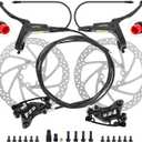 4-Pistons E-Bike Hydraulic Disc Brake Set, 2-PIN Electric Power-Off Hydraulic Brakes Set with 160mm Rotors, Pre-Bled with Mineral Oil Brakes Kit for eBike, MTB, Electric Scooters (Front 850mm-Rear 1600mm)
