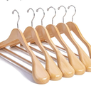 HOUSE DAY Wide Shoulder Wooden Hangers, Suit Hangers with Non Slip Pants Bar, Smooth Finish 360° Swivel Hook HighGrade Solid Wood Coat Hangers for Dress, Jacket, Heavy Clothes Hanger 6 Pack (Natural)