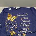 I Can Do All Things Through Christ Monarch Butterfly Faith T-Shirt, 4XL, Navy Blue