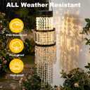 Hanging Solar Lantern Outdoor Chandelier, Waterproof Solar Pendant Light with Modern Crystal Acrylic Beads, Warm White LED S Hook Decorative Garden Lights for Gazebo, Patio, Yard, Party, Wedding Decor