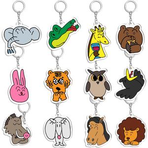24PCS Acrylic Cartoon Keychain Bulk for Kids Party Favors, Box Toys for Classroom Rewards,Christmas Birthday Prize Gifts (Forest Animals)