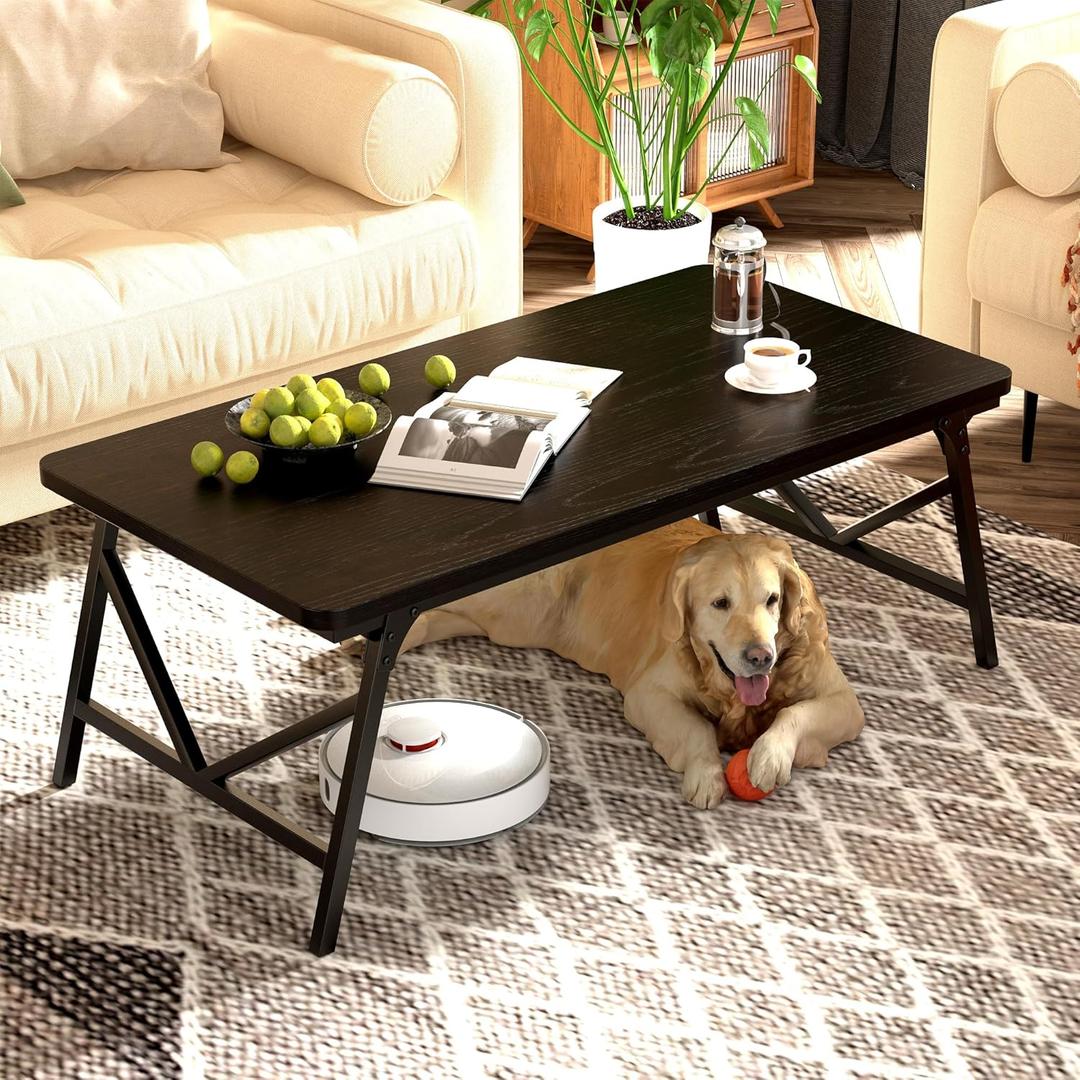 Folding Coffee Table, No Assembly Low Coffee Table, Floor Table Desk for Sitting on The Floor, Portable Floor Table for Living Room, Home, Caravan and Outdoor use, 39.4L x 19.7W x 15.8H