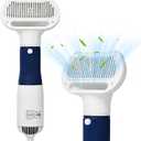 3-in-1 Dog Hair Dryer with Slicker Brush for Small & Medium-Sized Dogs & Cats, Portable, Rechargeable, White