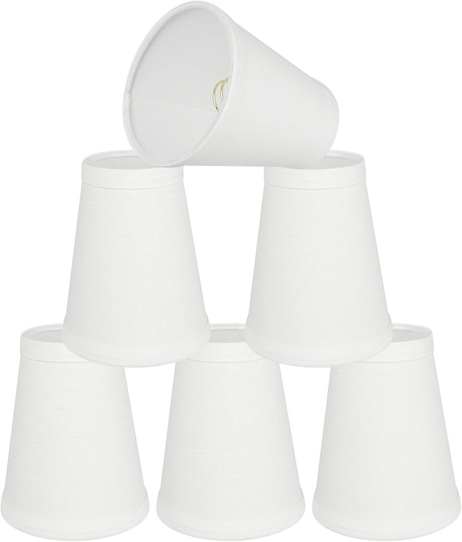 Aspen Creative 32080-6, Hardback Empire Clip-On Chandelier Lamp Shade, Off-White, 2-1/2" Top x 4" Bottom x 5" Slant Height, Set of 2