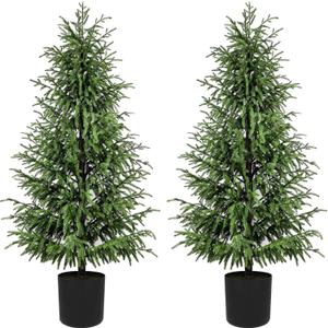 Norfolk Pine Christmas Tree Real Touch Faux Holiday Tree with Pot, Realistic Indoor Outdoor Decoration for Entryway, Living Room, Office, Apartment (5FT- 2Pack)