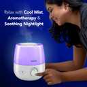 Vicks NaturalCare Cool Mist Ultrasonic Humidifier, Small Room Humidifier for Bedroom, Diffuser with Nighttime Light, Works with Vicks VapoPads, White