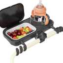 Universal Stroller Snack Tray, Compatible with Nuna Uppababy Mockingbird, Stroller Snack Tray Attachment with Cup Holder, Detachable Silicone Tray for Easy Clean, Toddler Snacking On The Go