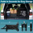 Collapsible Wagon Cart, 300L Folding Wagon with Tailgate & Brakes