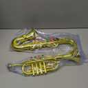 Lewtemi Set of 2 Musical Instruments Include Toy Trumpet and Saxophone Set Plastic Trumpet Educational Christmas Toy Home School Music Gift, Color Keys(Gold)