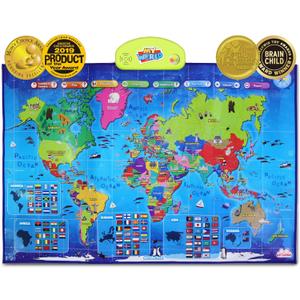 BEST LEARNING i-Poster My World Interactive Map - Educational Talking Toy for Kids of Ages 5 to 12 Years Old