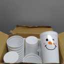 100 Sets Christmas Snowman Soup Kits for Classroom Coworker Exchange Gift 16 oz Plastic Christmas Snowman Marshmallow Cups with Soup Tags Clear Xmas Bag for Hot Cocoa Chocolate Winter