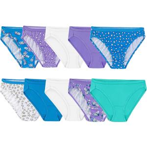 Fruit of the Loom Girls' Little Cotton Bikini Underwear Multipacks, 10 Pack-Fashion Assorted, 6