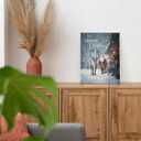 PHAMTE Merry Christmas Santa Reindeer Wall Art Decor Canvas 11x14, Winter Snowy Xmas Pictures Decorations, Cozy Rustic Farmhouse Holiday Framed Prints Artwork for Home Living Room Bedroom Decor