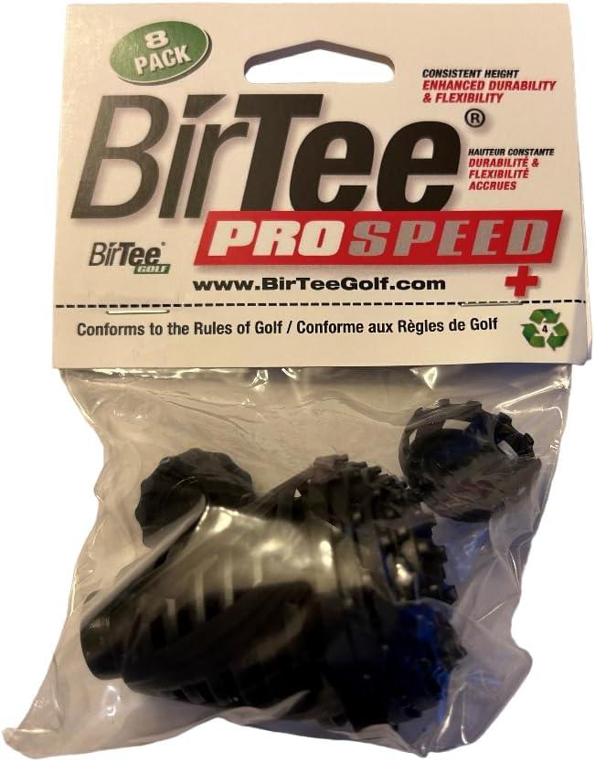 BirTee Golf Tees - PRO Speed Plus with Flexibility & Durability - 8 Pack. Indoor Golf Tees/Golf Simulator Tees/Winter Plastic Golf Tees (Black)