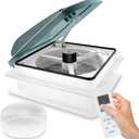 Kohree 14" RV Vent Fan 10 Speed Reversible: 12V Super Quiet RV Roof Vent Fan for Camper Trailer Bathroom, RV Exhaust Fan with Remote Control, Temperature & Rain Sensor, Removable Screen (Green)