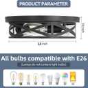 2 Pack Close to Ceiling Light Fixtures, 13 Inch Farmhouse Metal Cage Flush Mount Ceiling Light 3-Lights, Black Industrial Semi Flush Mount Ceiling Light for House Hallway Kitchen Bedroom