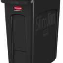 Rubbermaid Commercial Products Slim Jim Plastic Rectangular Trash/Garbage Can/Bin with Venting Channels, 16 GAL, Black, for Kitchens/Classrooms/Offices/Back of House