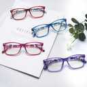 Progressive Multifocus Reading Glasses for Women, Blue Light Blocking Ladies Computer Readers with Spring Hinge, Magnification Strength +2.5