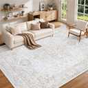 10x12 Washable Area Rugs for Living Room Beige Non-Slip Rug
