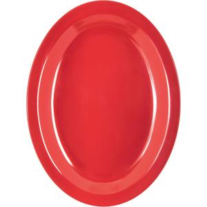Carlisle FoodService Products Kingline Plastic Oval Platter Oval Tray for Home and Restaurant, Melamine, 12 x 9 Inches, Red, Pack of 1