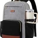 LOVEVOOK Laptop Backpack for Women with Pouch Pocket for Large Capacity Cup, 15.6 Inch Teacher Nurse College Work Backpack Purse, Waterproof Laptop Bag Computer Back Pack for Travel, Grey-Black-Brown