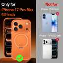 Strong Magnetic for iPhone 17 Pro Max Case with Stand,Fit for MagSafe,360Rotatable Ring Designed,Translucent Matte Texture Protective Military Grade Shockproof,All Orange