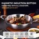 LOLYKITCH 14.5 Inch Tri-Ply Stainless Steel Chef's Wok Pan,Deep Stir-Fry Pan,Jumbo Cooker,Induction Cooking Pot,Dishwasher and Oven Safe