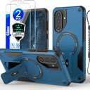 for Samsung Galaxy A36 5G case/A56 5G case[Compatible with MagSafe][with 2*9H Tempered Glass Screen Protector], Built in Invisible Stand, Not fadingShockproof Protective Phone Cover 6.7-inch(Blue)
