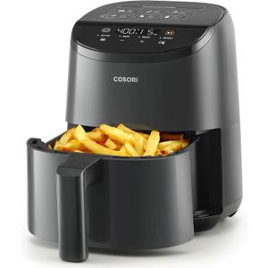 COSORI Air Fryer 2.1 QT, Small & Mini 4-in-1 airfryer Ideal for Simple Meals and Snack, Easy to Leftover Food to Crispy, Up to 97% Less Oil, 30 In-App Recipes, Nonstick & Dishwasher-Safe Basket (Grey)