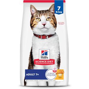 Hill's Science Diet Adult 7+ Dry Cat Food, Chicken, 7 lb. Bag (EXP 07/01/27)