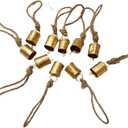 4cm Small Vintage Rustic Lucky Tin Metal Cow Bells Handmade Christmas Dcor Bells on Jute Rope (10, Cylinder)
