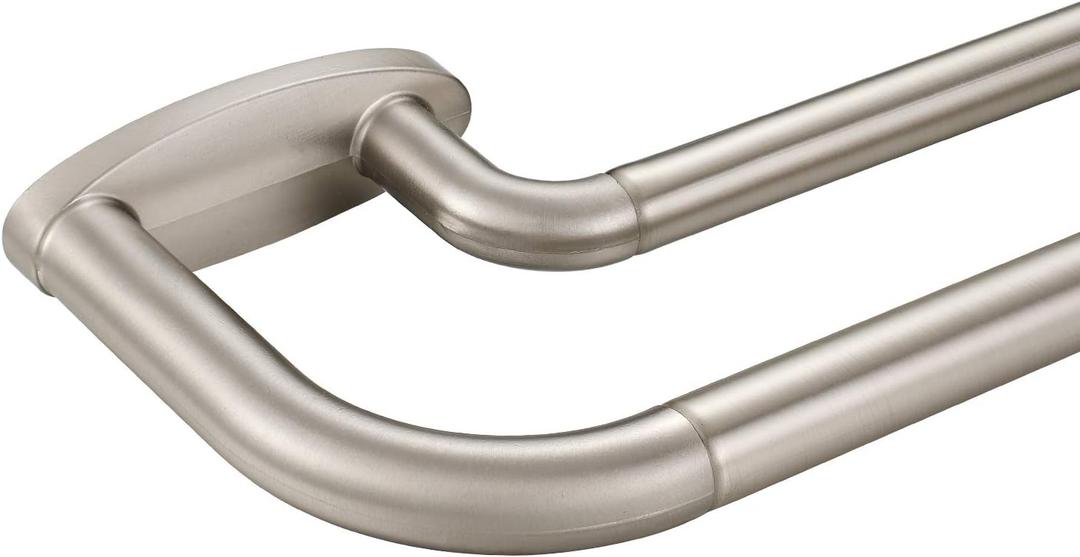 Double Curtain Rods Brushed Nickel,Room Darkening Drapery Rod 48-84 Inches,Adjustable 3/4 Inches Front and 5/8 Inches Back Quality Metal Rod for Window,Wrap Around Design