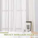 NICETOWN White Sheer Linen Curtains for Living Room 84 inch Length 2 Panels Set, Grommet Semi Sheer Privacy with Light Filtering Flax Window Treatments for Bedroom, W52 x L84