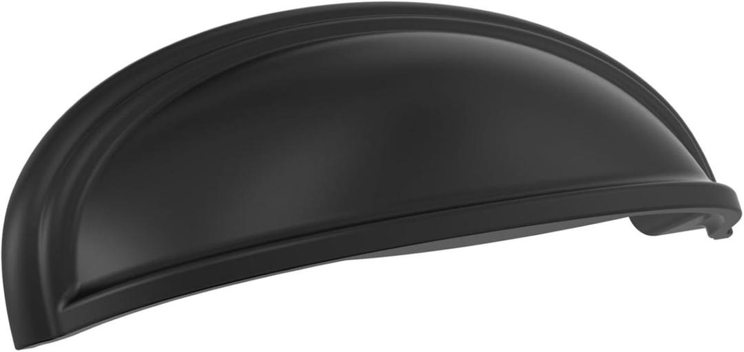 Amerock | Cabinet Cup Pull | Black Bronze | 3 in. (76 mm) & 4 in. (102 mm) Center-to-Center Drawer Pull | Ashby | Kitchen and Bath Hardware | Furniture Hardware, Zinc, 1 Count