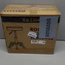 KKTONER PU Leather Round Rolling Stool with Foot Rest Swivel Height Adjustment Spa Drafting Salon Tattoo Work Office Massage Stools Task Chair White Small (White)