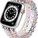 MOFREE Beaded Bracelet Compatible with Apple Watch Band 38mm/40mm/41mm/42mm, Fashion Elastic Stretch Women Bands for iWatch Series 11/10/9/8/7/SE/6/5/4/3/2/1 iPhone Watch Strap Bands Pink