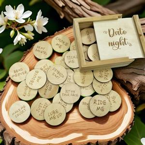Sex Token: Wooden Sex Toys Couples Date Tokens Sex Gifts for His & Her Birthday Funny Wedding Gift Sexual Games Decision Date Night Activities (Wooden Box Included, Pack 1(Round))