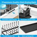 ANTOPY Sink Dish Drying Rack - Expandable Small Dish Rack Over Sinks with Silicone Drying Tray, Dish Drainer for Kitchen Counter with Cutlery Holder, Drying Rack Fit for 14-19 Kitchen Sink
