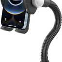 Gooseneck Phone Holder Mount for Wheelchair/Stroller/Boat/Treadmill/Spin Bike/Mic Stand, Cell Phone Handlebar Clamp with Adjustable Arm for iPhone 16 Pro Max, Galaxy, All 4-7" Smartphone