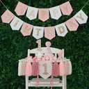 DCJHFJ Pink Felt Happy Birthday High Chair Banner Pre-Strung Birthday Hanging Decoration For Baby Girl 1st Birthday Party Decorations